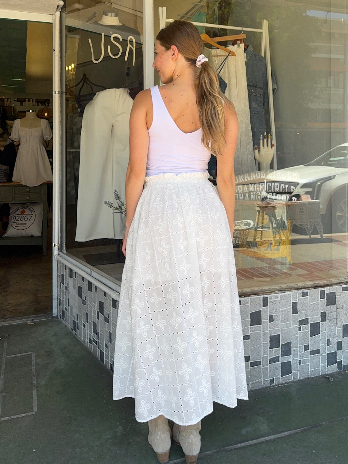 Eyelet Tiered Skirt