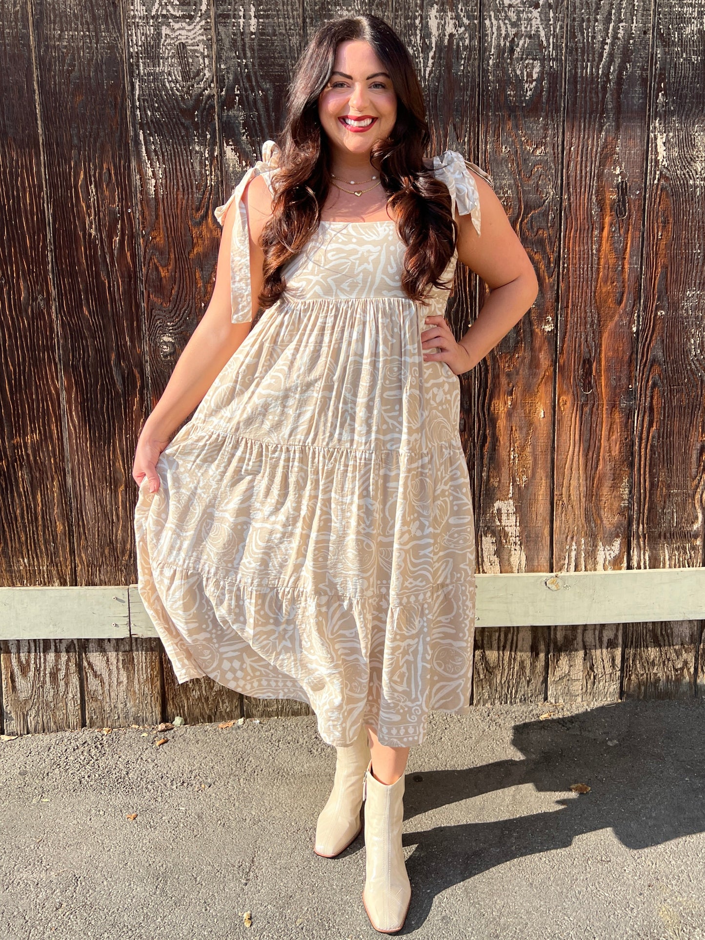 Coastal Breeze Tie Strap Midi Dress