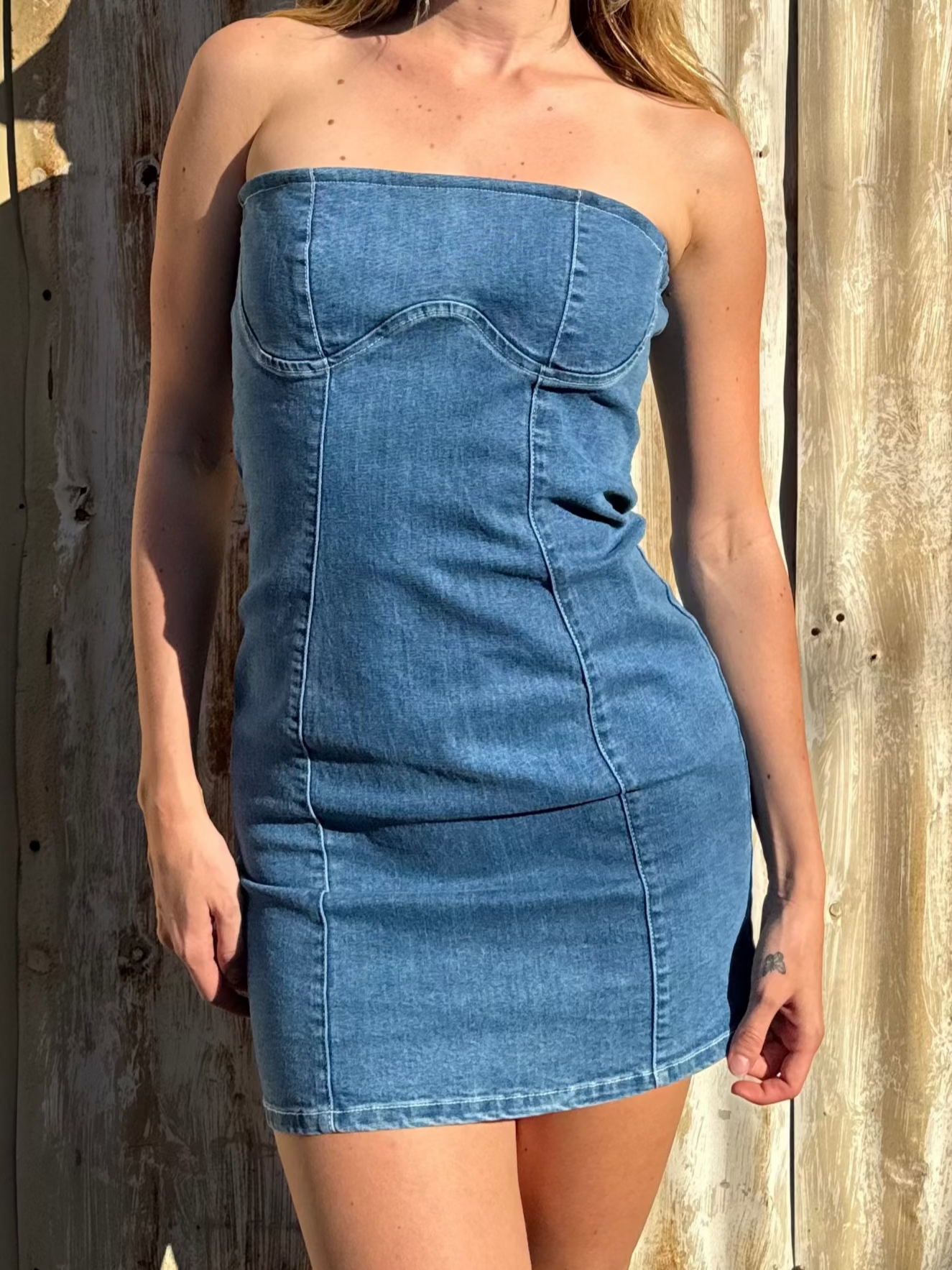 Colette Strapless Denim Mini Dress