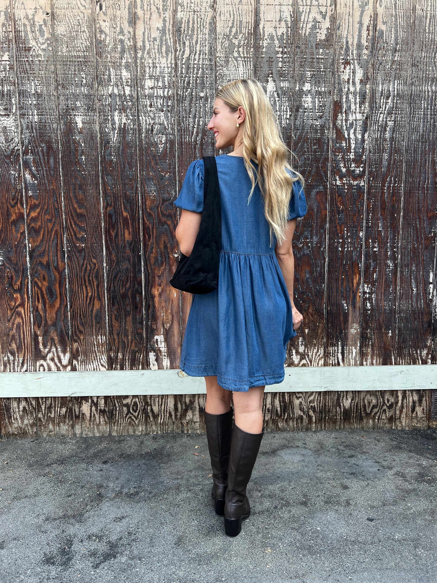 Chambray Tie Mini Dress
