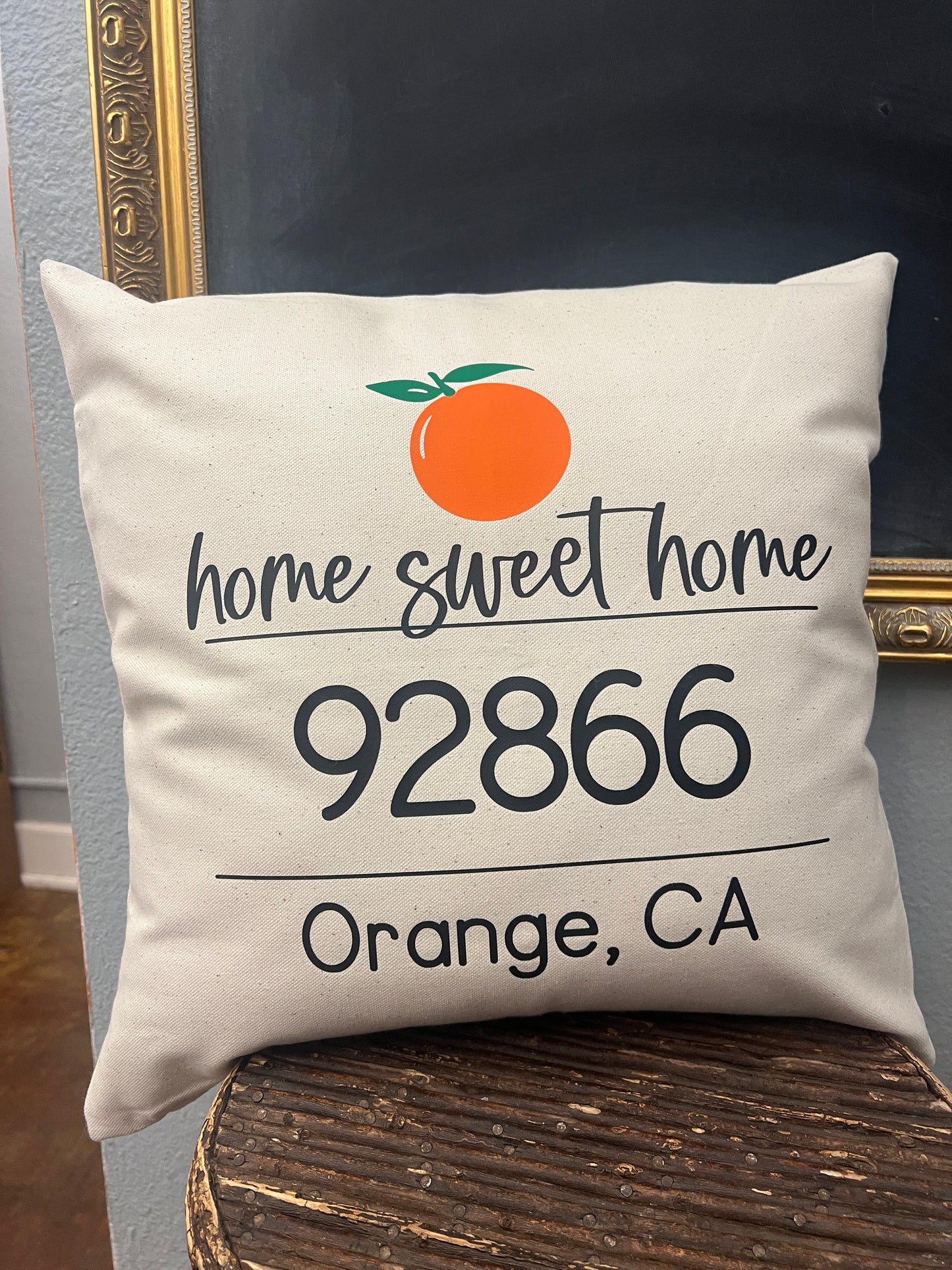 Orange Home Sweet Home Pillow