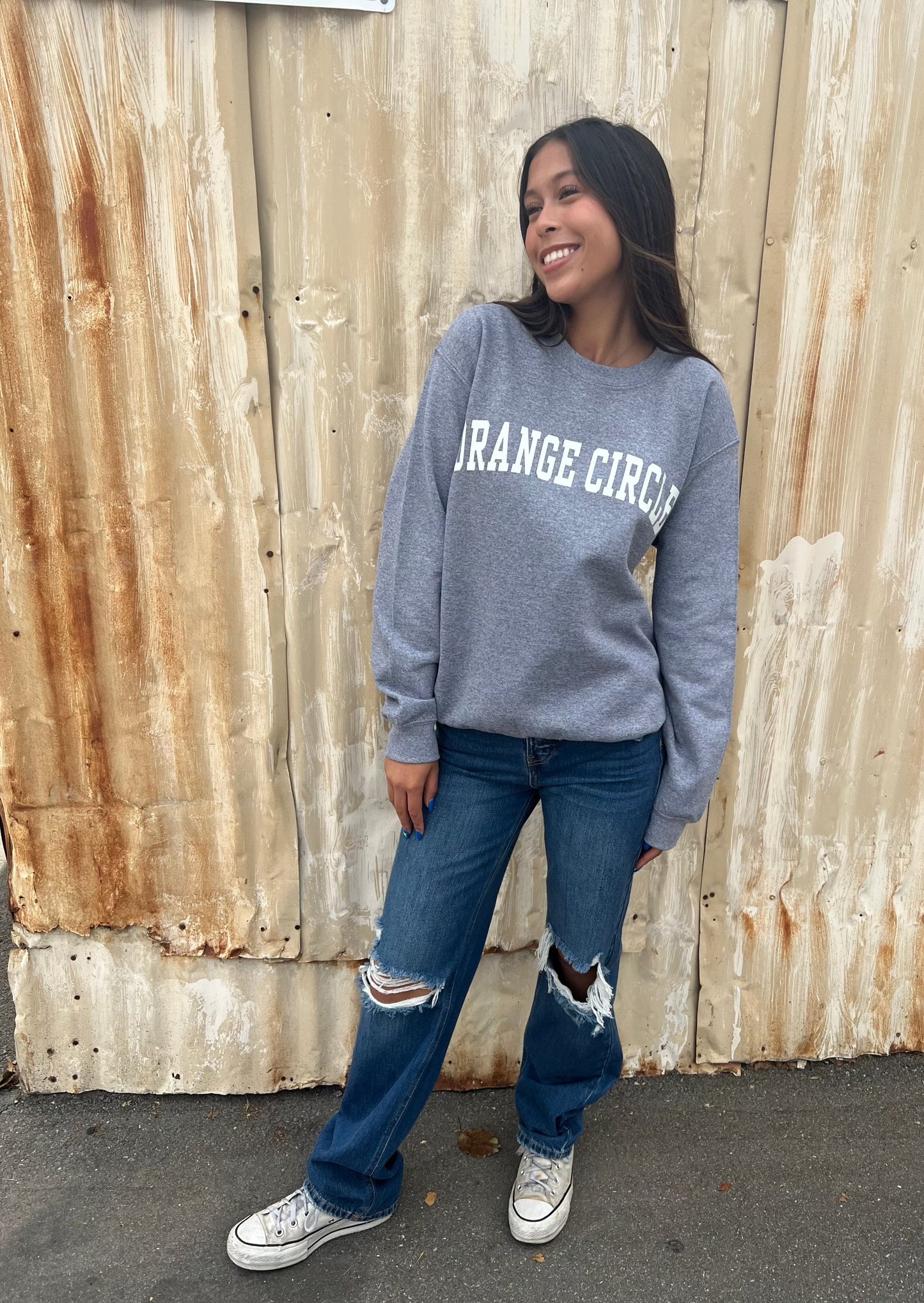 Orange Circle Graphic Sweatshirt