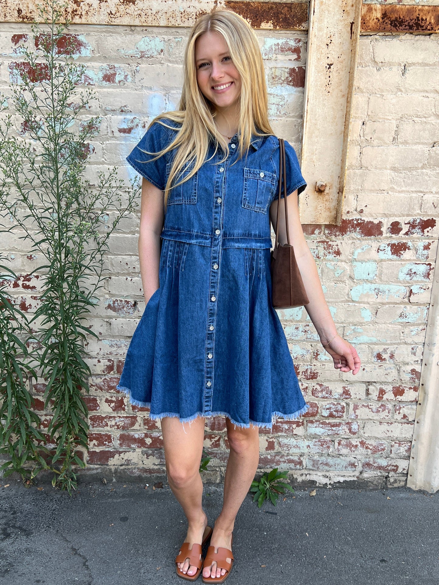 Denim Button-Down Mini Dress