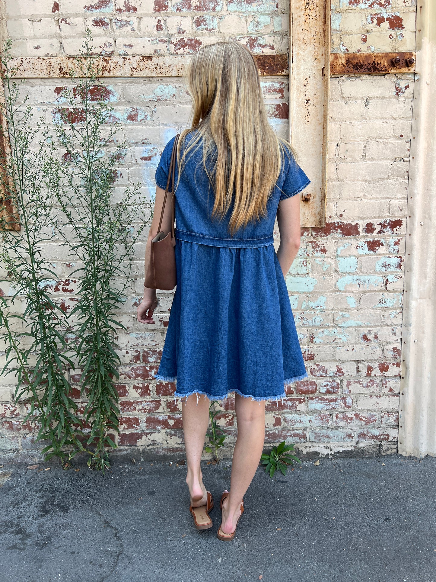 Denim Button-Down Mini Dress