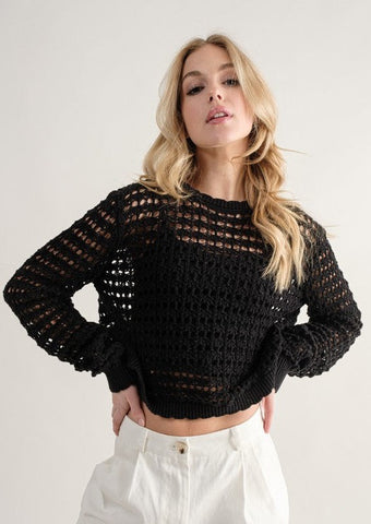 Open Knit Scalloped Top