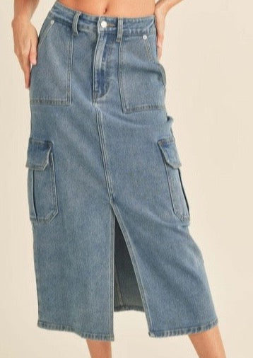 Denim Cargo Skirt