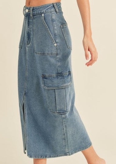 Denim Cargo Skirt