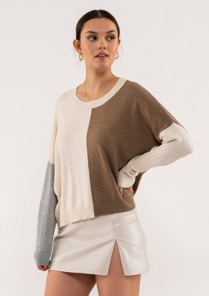 Relaxed Color Blocked Sweater