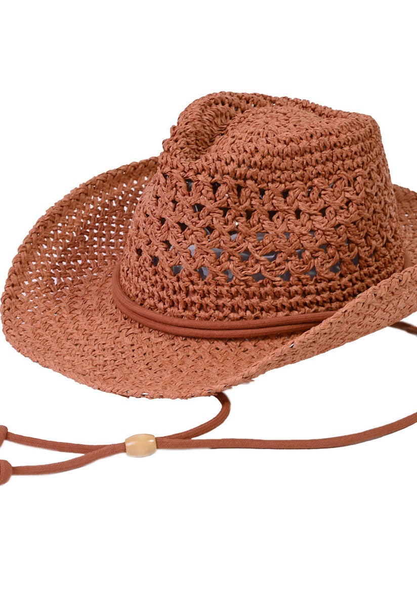 C&C Paper Straw Open Weaved Cowboy Hat