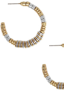 Two-Toned Beaded Open Hoop Earring