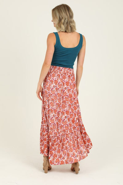 Smocked Waist Maxi Skirt With Slit