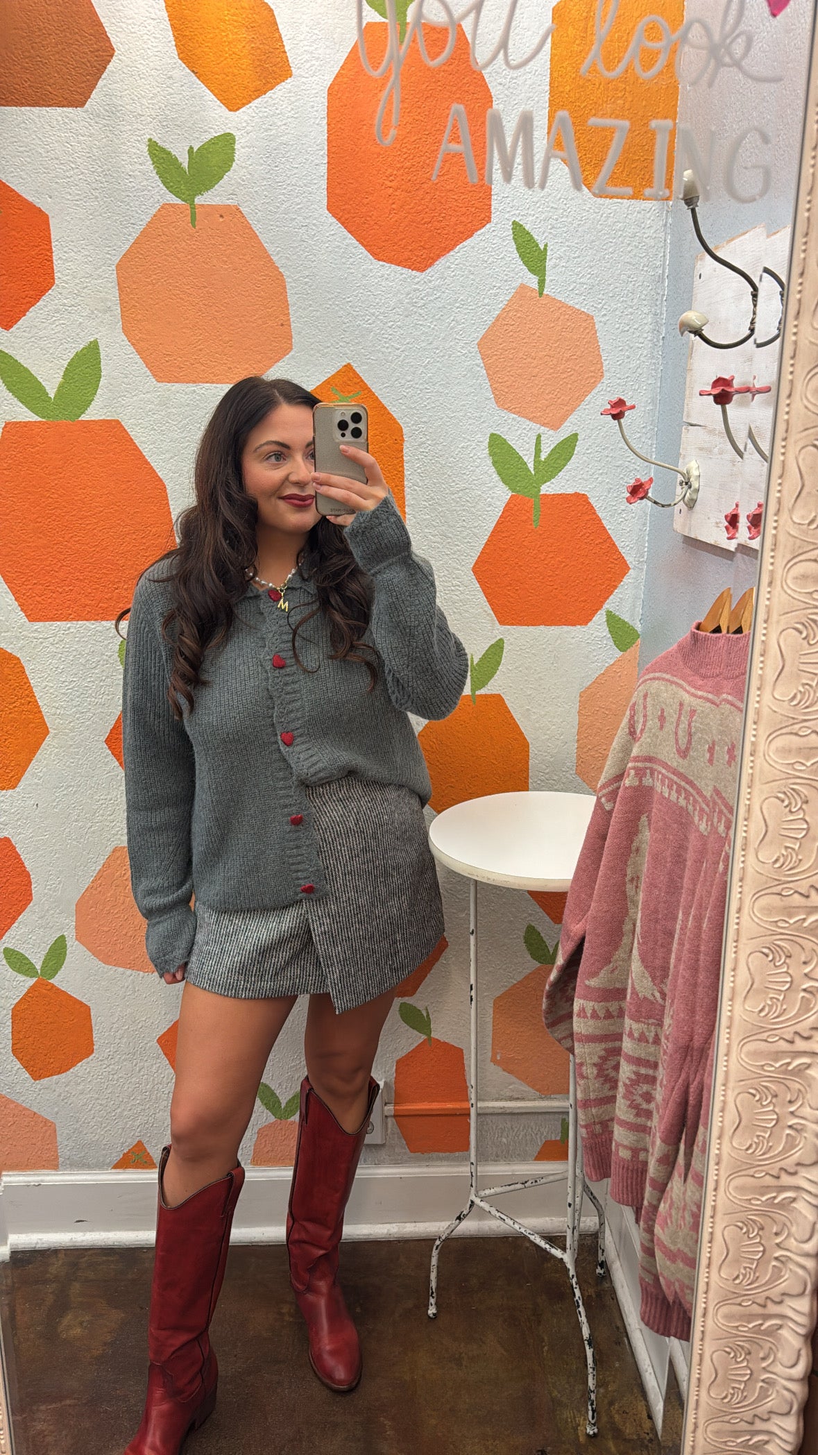Heart Button Down Knit Sweater Cardigan