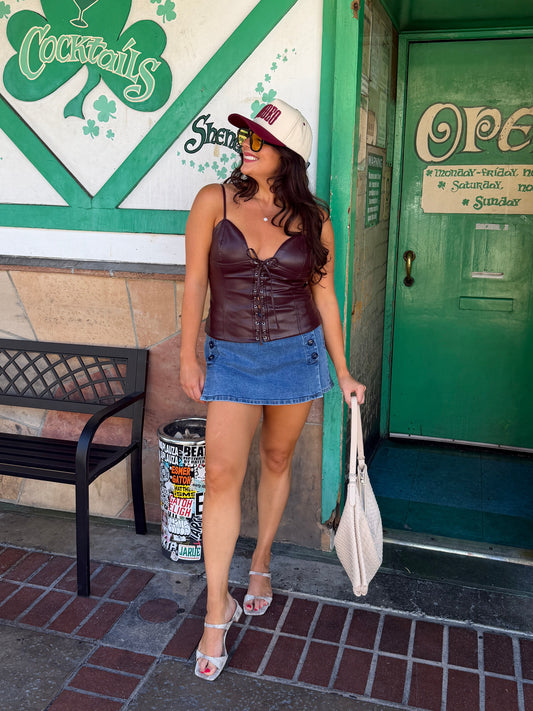 Faux Leather Corset Top
