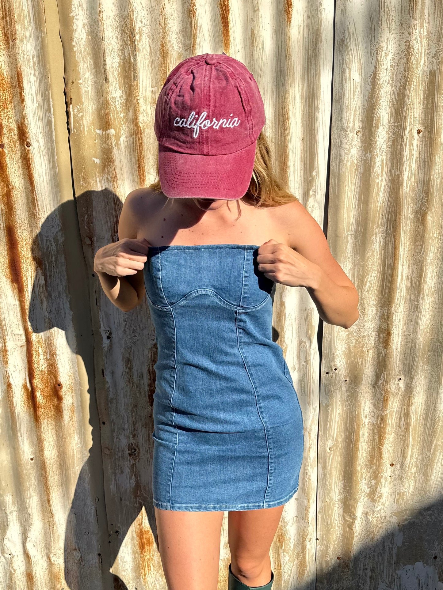 Strapless Denim Mini Dress