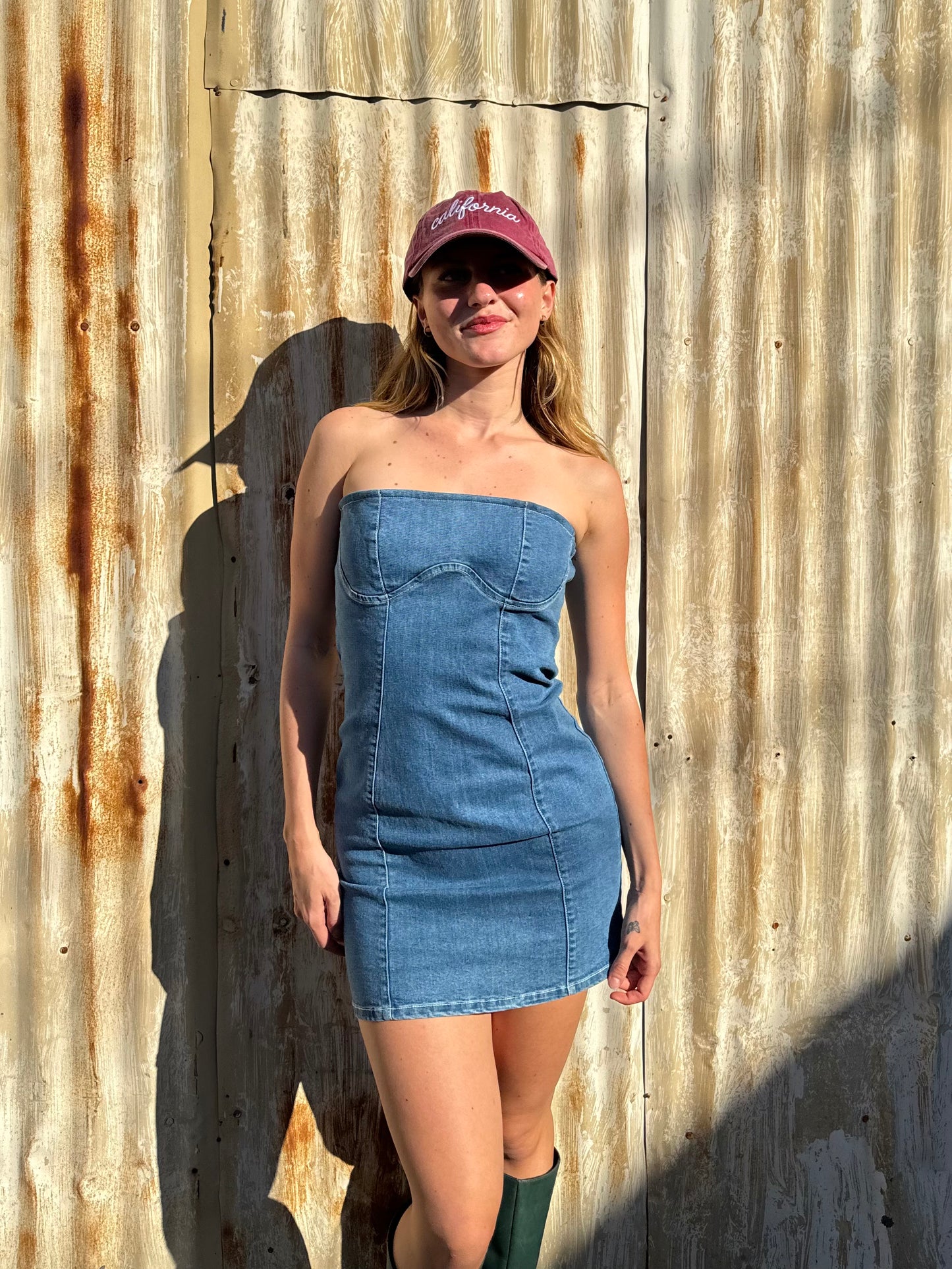 Strapless Denim Mini Dress