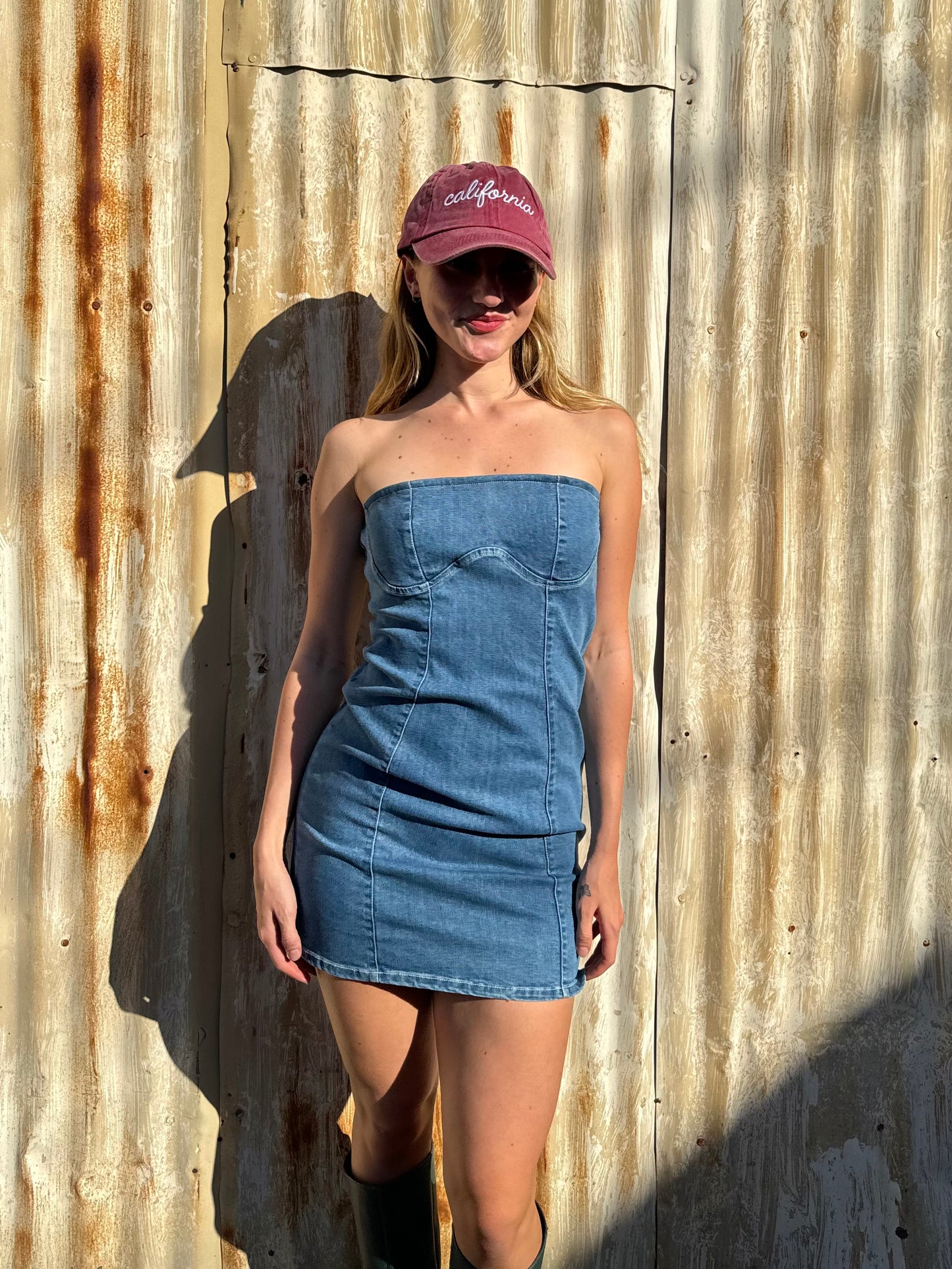 Strapless Denim Mini Dress