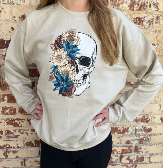 Skull and Flower Crewneck