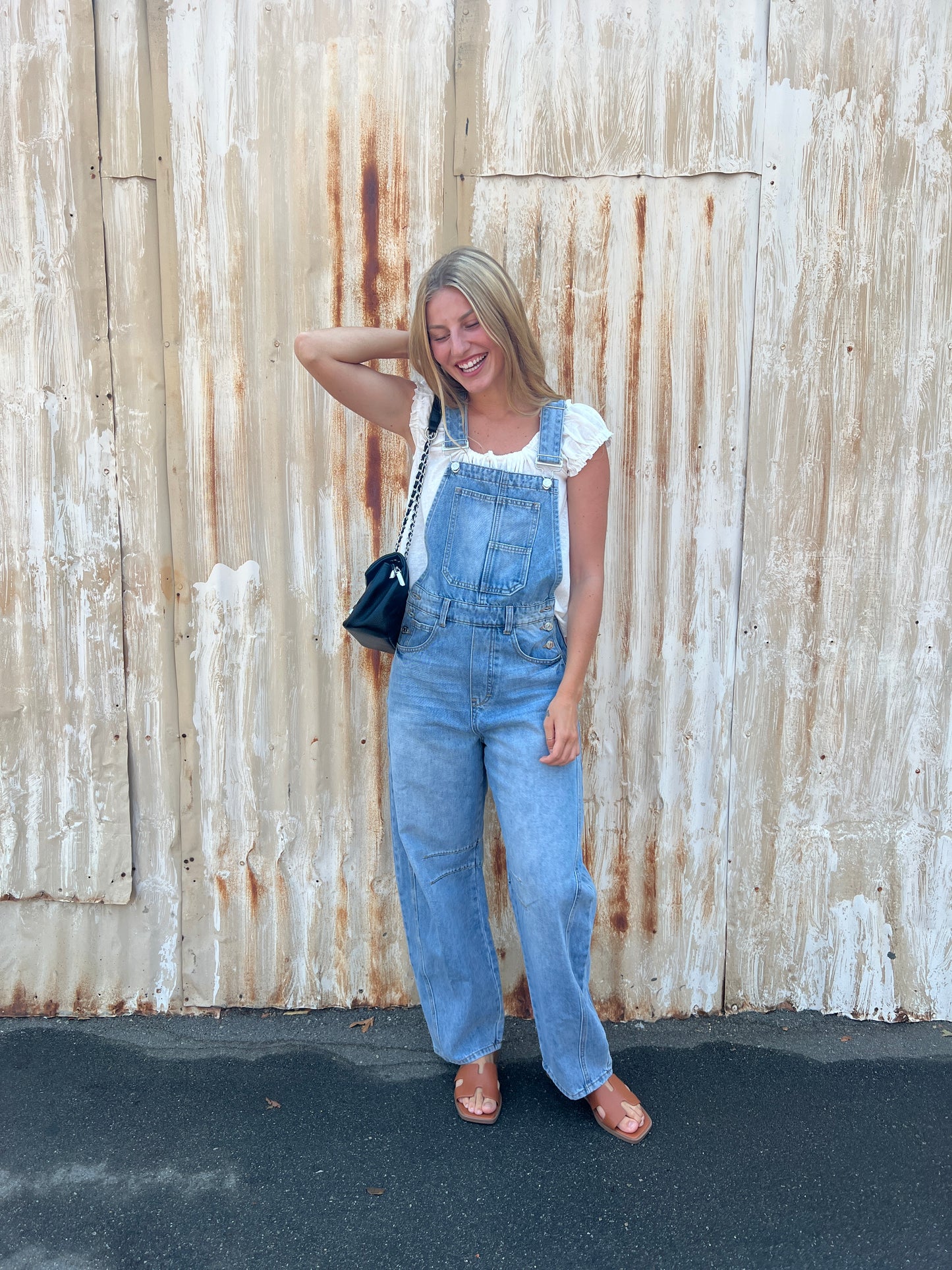 Denim Barrel Overalls