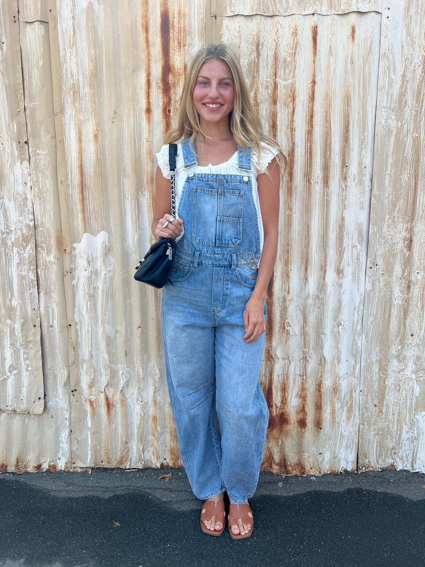 Denim Barrel Overalls