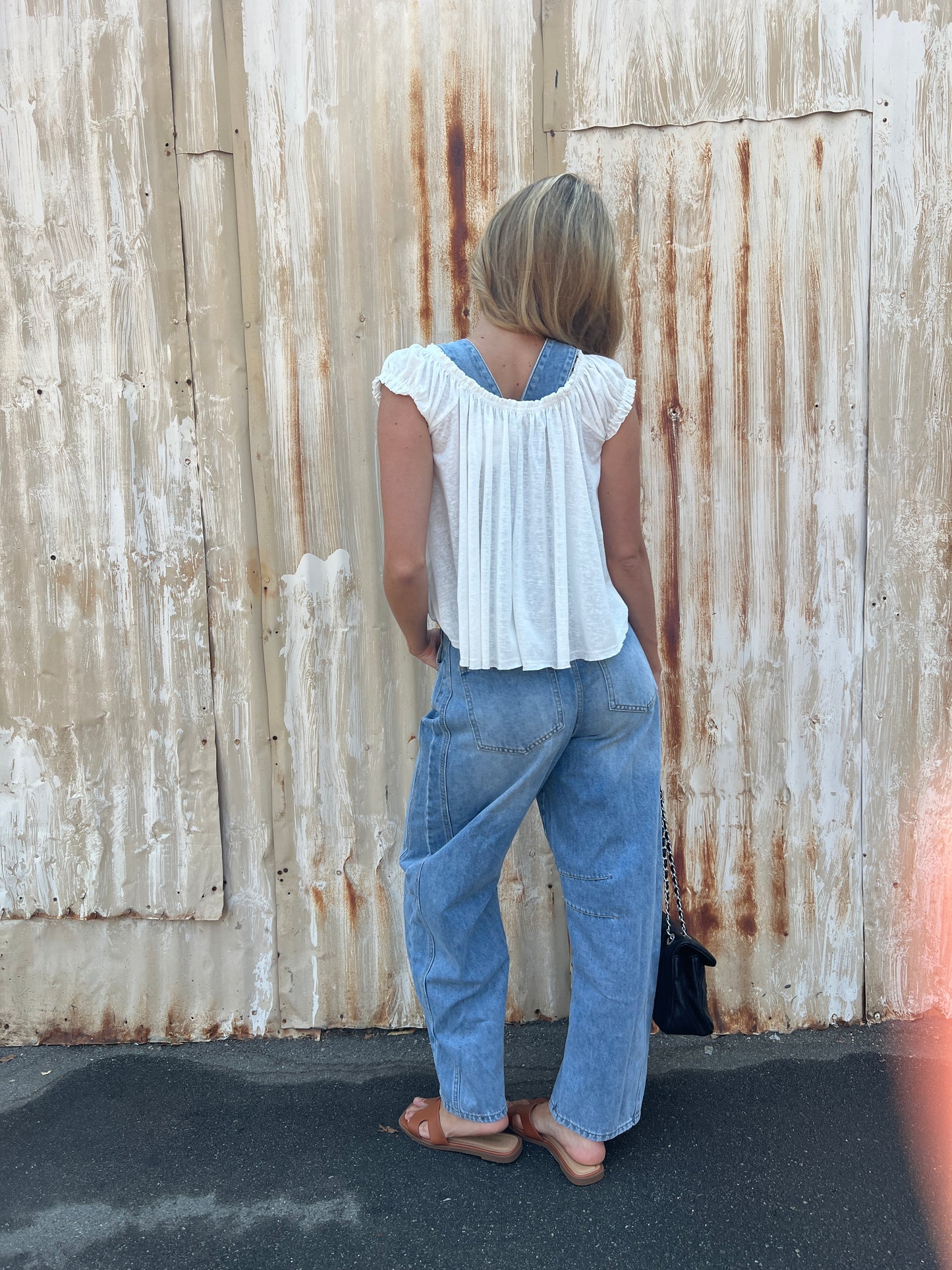 Denim Barrel Overalls