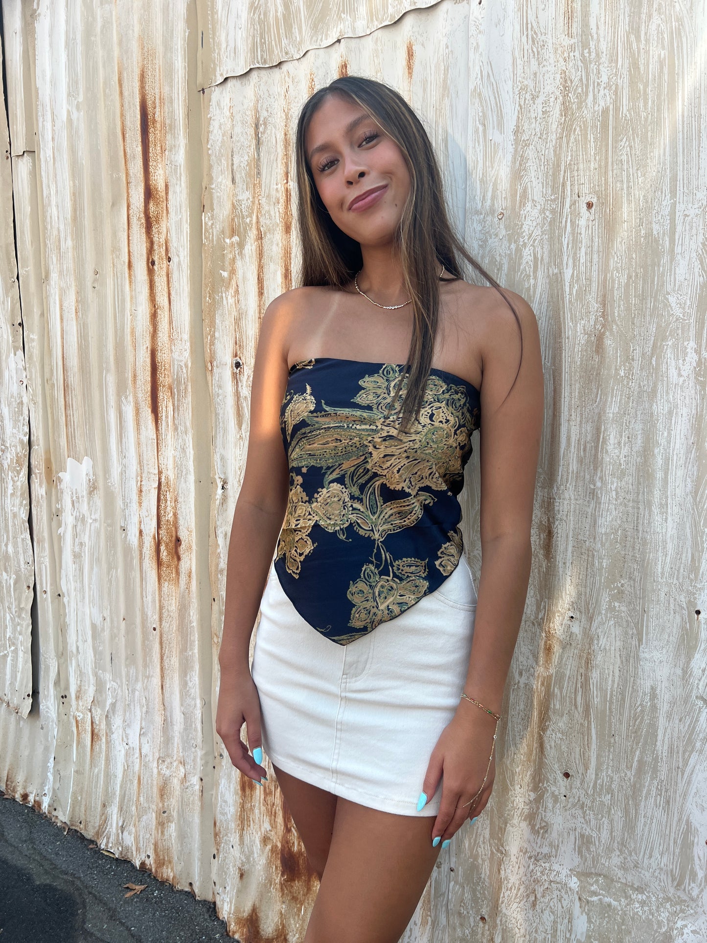 Paisley Satin Bandana Tube Top