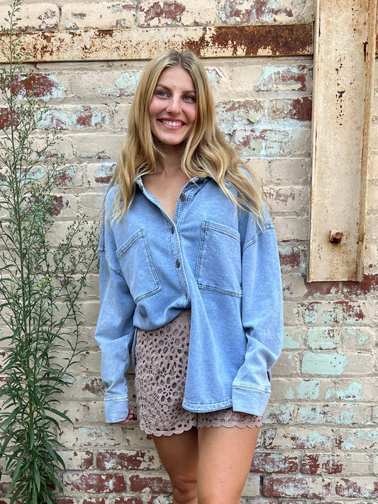 Ultra Soft Denim-Look Shacket