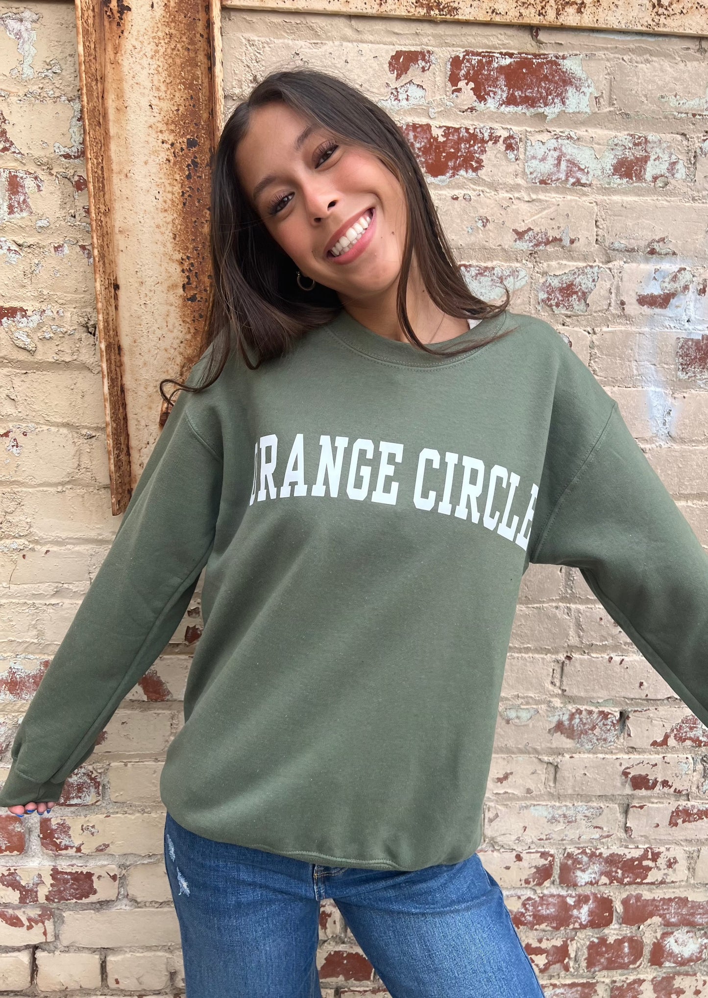 Orange Circle Graphic Sweatshirt