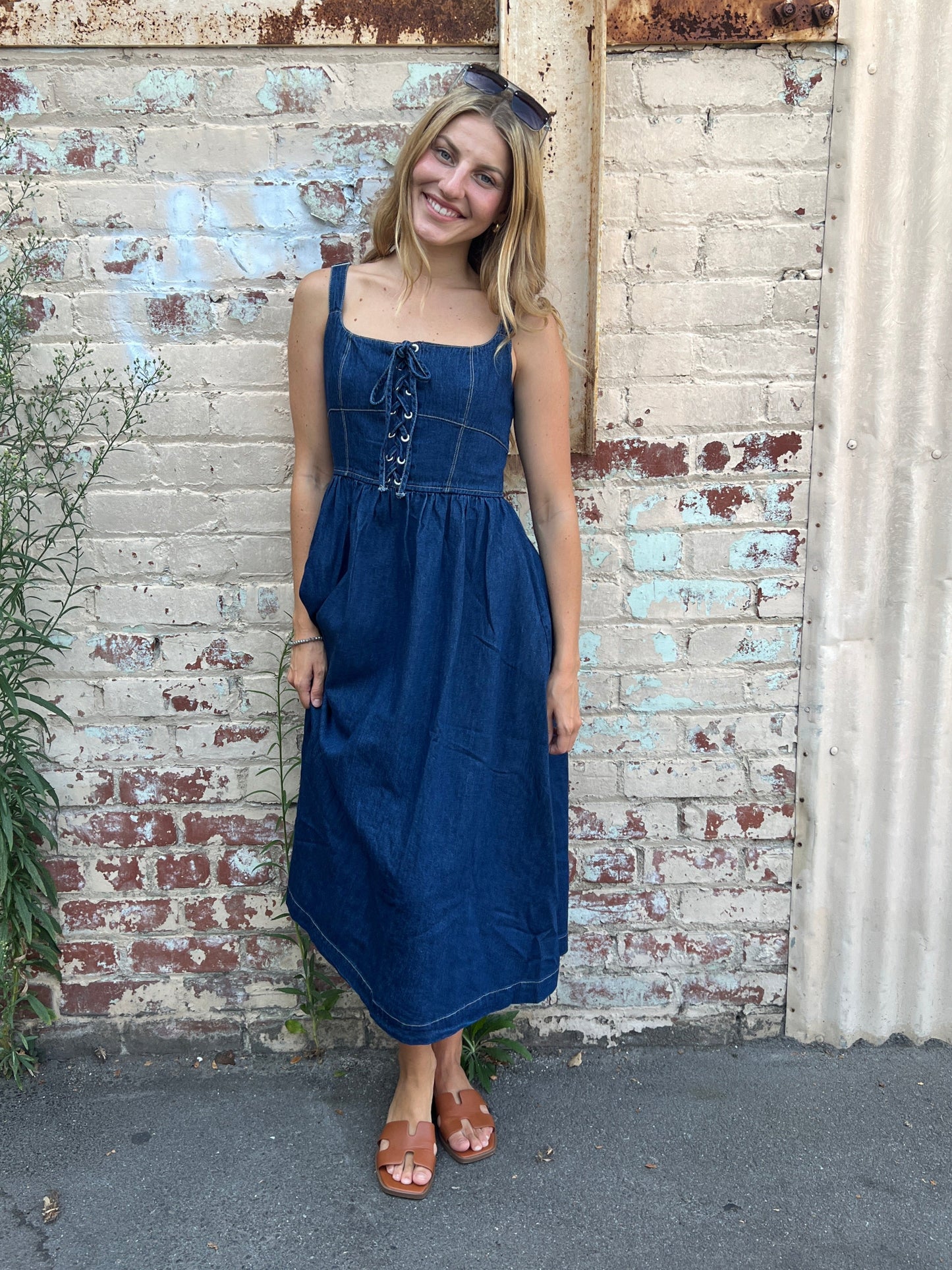 Jayden Lace Denim Dress