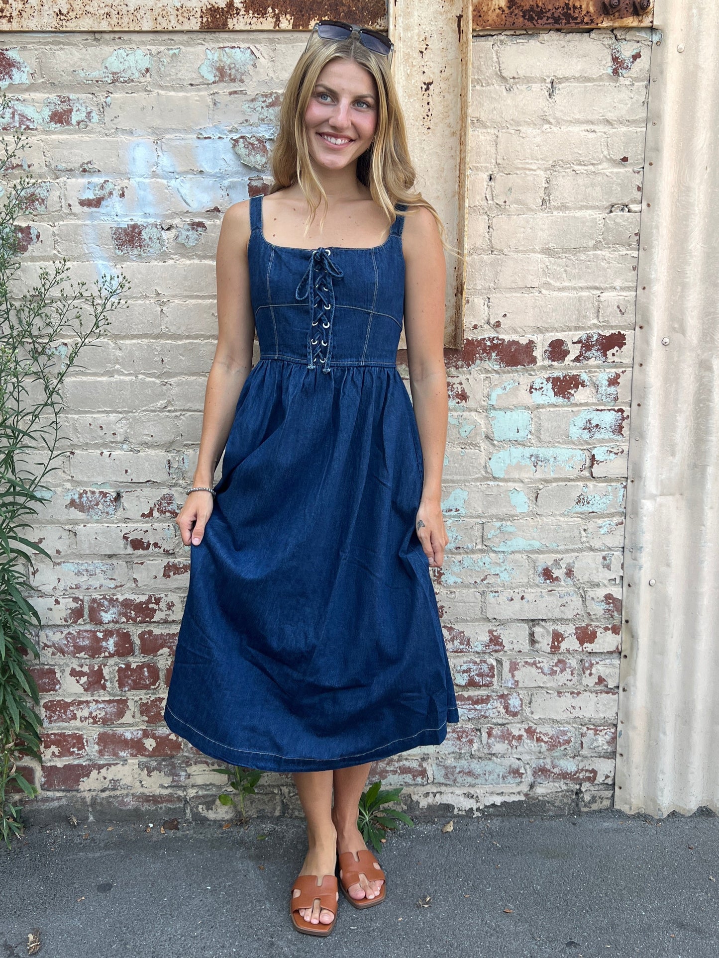 Jayden Lace Denim Dress