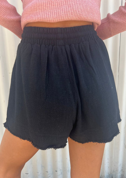 Linen Shorts with Unfinished Hem