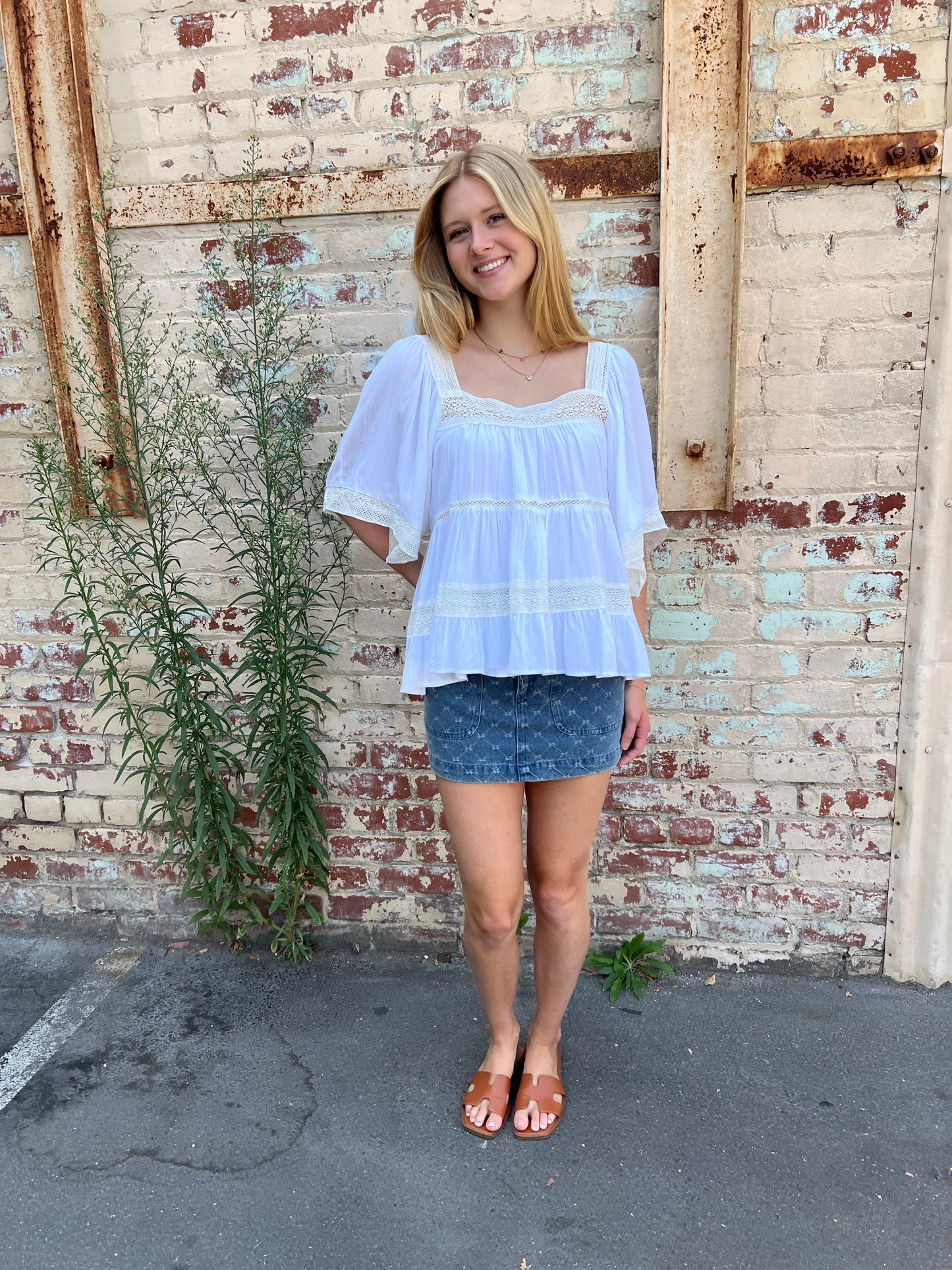 Lace Trim Boho Blouse