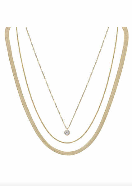 Clear Stone Snake Chain Layered Necklace