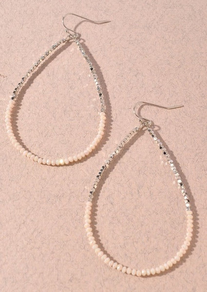 Teardrop Metal Bead Hook Earrings