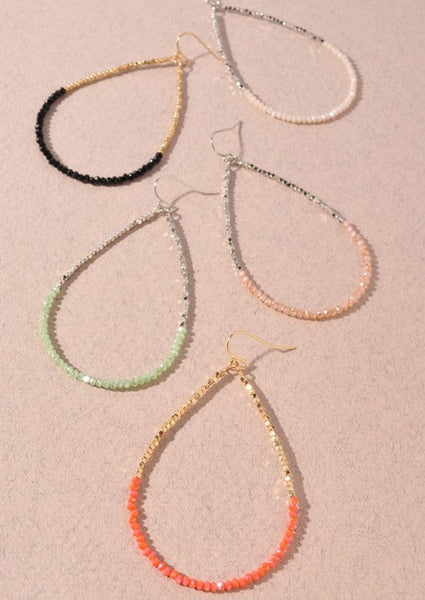 Teardrop Metal Bead Hook Earrings